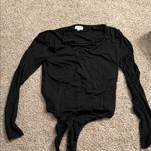 Superdown Elegant Black Long Sleeve Bodysuit